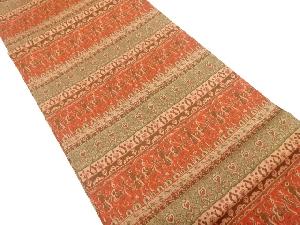 横段に抽象模様織り出し開き名古屋帯(額縁仕立て)